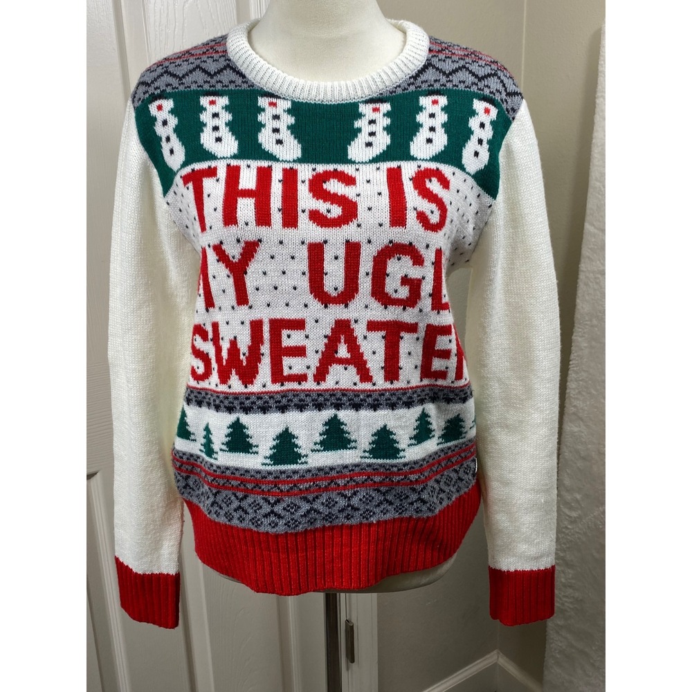 American Stitch Ugly Christmas Sweater Womens L Holiday Snowman Novelty